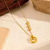 Collar Transfronterizo de Acero de Titanio Dorado, Joyería de Lujo Ligero de Alta Gama Transfronteriza para Mujer, Cadena para Clavícula que No se Desvanece, Cadena para Suéter de Acero Inoxidable