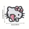 Parche Bordado de Hello Kitty de Dibujos Animados para Ropa Infantil, Lindo Parche Adhesivo Applique