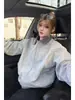 Interior de coche gris título suelto de comercio electrónico cuello contrastante diario casual sin repetición chaqueta nicho estilo coreano ropa de calle estilo americano