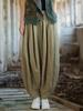 26 Outono Ramie Algodão Lavado com Areia Vintage Patchwork de 32 Peças Calças Abóbora Algodão Linho Feminino Novo Estilo Calças Lanterna Calças Longas