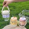 Taza de Vidrio de Alta Apariencia, Taza de Pulsera de Perlas, Taza de Agua Transparente, Taza de Café para Oficina, Taza con Popote, Taza de Doble Uso para el Hogar