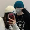 Estilo coreano ins vintage outono e inverno casal todos os jogos simples carta bordada malha chapéu hip-hop lã chapéu frio na moda para homens e mulheres
