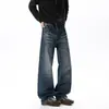 Jeans acampanados con patrón de rayo color marrón carbón para hombres y mujeres, diseño vintage moderno, pantalones de pierna ancha rectos ajustados