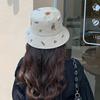 Sombrero de Verano para Mujer Estilo Coreano Bordado Oso Sombrero de Pescador para Mostrar Rostro Pequeño Sombrero de Cubo Parasol Combinable para Estudiantes al Aire Libre Sombrero Antisolar