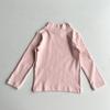 Camiseta Infantil de Manga Longa Lã Stretch Algodão Puro Gola Alta Meia Meninas Camiseta Básica 2026 Nova Outono e Inverno Camiseta de Bebê Meninos