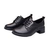 9912 Sapatos de Mãe para o Trabalho, Sapatos Femininos de Solado Macio Estilo Primavera e Outono, Mocassins Femininos para Meia-Idade com Salto Bloco, Cadarço Redondo na Frente