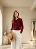 Cárdigan de punto con cuello redondo y ribete de encaje para mujer con botones de colores, estilo suave y delicado, prenda exterior fina para primavera y otoño, mangas largas holgadas 2618