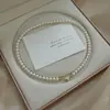 Collar de Cristal y Perlas de Nicho de Alta Gama Estilo Francés para Mujer, Accesorio de Collar Magnético Versátil de Lujo Ligero en Forma de Corazón para Mujer