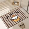 Tapete de Entrada para Casa Estilo Cartoon com Terra de Diatomáceas e Desenho de Cachorro Listrado, Durável e Resistente a Arranhões, Remove Poeira, Fácil de Limpar
