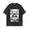 Camiseta pirata Lu Fei de 240 g, de hilo doble pesado, lavada, estilo americano antiguo, talla grande, para hombre, estilo urbano europeo y americano, de verano.