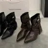 Hebilla de Cinturón Pierna de Pantalón Nicho Botines de Verano Mujer 2026 Punta Fina Estilo Coreano Retro Nuevo Estilo Botas Vaqueras Chica Popular Botas con Tacón