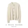 Nuevo Otoño/Invierno 2026 Cardigan Abrigo de Lana 100% Cachemira con Patrón de Diamantes Cuello Redondo Suéter de Punto