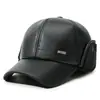 Gorra de béisbol de invierno para hombres de mediana edad y ancianos, a prueba de frío y cálida para exteriores, con orejeras y forro engrosado