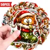 Compra directa transfronteriza de 50 pegatinas creativas lindas para mascotas con temática navideña, adorables y divertidas pegatinas de gato travieso navideño de dibujos animados