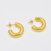 Aretes Europeos y Americanos Transfronterizos Simples Brillantes en Forma de C de Círculo Hueco para Mujer, Aretes de Acero de Titanio Nicho de Lujo Ligero de Alta Gama al Por Mayor