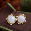 Pendientes de plata S925 con concha blanca natural y nácar blanco, pendientes, colgante, anillo y perla de agua dulce.