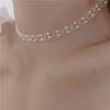 Colar Feminino Elegante Francês com Pedras Strass Pérolas Empilhadas Opala Microincrustado Borboleta Corrente de Clavícula Gargantilha Empilhada