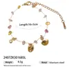 Pulsera de Acero Inoxidable con Pedrería y Piedra Natural Versátil Personalizada Corazón Concha Flor 25 Estilos Nuevos Productos Hechos a Mano Procesamiento OEM