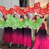 Abanico de Danza Abanico de Danza Alargado Par de Doble Cara Mano Izquierda y Derecha Abanico de Flor de Peonía para Actuación Abanico de Danza Cuadrada Yangko de Jiaozhou