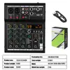 Tarjeta de Sonido Bluetooth Transfronteriza Mezclador Pequeño de 4 Canales 6 Canales Mezclador Mini USB para Transmisión en Vivo