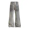 Calças jeans flare masculinas amassadas e desgastadas estilo deserto, calças largas soltas e descoladas estilo hippie, estilo vibe