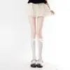 Calcetines Lolita de primavera y verano con lazo y cinta hasta la rodilla, Calcetines JK de terciopelo dulce para pantorrilla, Medias Lolita blancas de encaje