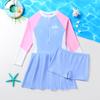 Roupa de Banho Infantil Vestido de Manga Longa para Meninas Roupa de Banho para Meninas 2025 Novos Shorts Proteção Solar Cruzamento Roupa de Banho para Meninas
