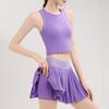 Chal de Color Sólido Traje de Falda Plisada Falso de Dos Piezas Ropa Deportiva para Bádminton, Tenis, Golf, Correr, Aeróbicos, Yoga