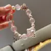 Pulseira de Cristal Rosa Natural, Pulseira de Cristal Rosa Starlight, Pulseira de Cristal Retrô de Nicho, Pulseira, Presente para Melhor Amiga
