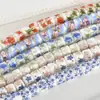 Cuentas cuadradas de cerámica de porcelana azul y blanca para manualidades, cadena tejida con cordón rojo para teléfono móvil, pulsera, collar, accesorios de joyería DIY