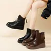 Botas Martin casuais versáteis e confortáveis 2026, novas botas femininas outono/inverno, bico redondo, sola grossa, que aumentam a altura, com zíper traseiro, tornozeleiras