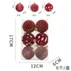 Bolas de Natal Transfronteiriças 6cm Veludo Vinho Tinto 6 Peças Enfeites de Pendurar Decorações Pintadas para Árvore de Natal Decoração de Feriado Atacado
