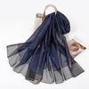 Bufandas de Seda Otoño e Invierno, Bufandas Finas de Seda y Lana, Bufandas Largas de Seda de Color Sólido, Chalecos Versátiles, Moda Estilo Ol