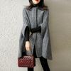 Capa cárdigan casual de longitud media con mangas de tres cuartos para mujer, moda nueva y moderna Otoño e Invierno 2025, abrigo de cuello redondo para mujer