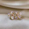 Pendientes de Flor Gradiente de Circonita Dulce de Aguja Plateada para Primavera y Verano Pendientes Versátiles Simples y Elegantes Pendientes de Lujo Ligero de Alta Gama para Mujer