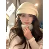 Chapéu de Tricô Cabeça Grande Estilo Japonês Retrô para Mulheres, Outono/Inverno, Moda Vintage, Emagrecimento Facial, Boina de Lã