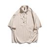 Vestido de Verano Sureño 2023 Verano Color Sólido Cuello Base Bolsillo Solapa Decorativa Camisa Polo Estilo Japonés Retro Holgado Media Manga