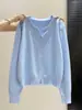 Cárdigan de punto con ambiente relajado para mujer, suéter top casual de una fila de botones para primavera y otoño, chaqueta versátil de estilo perezoso