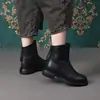 Botas Chelsea femininas de couro macio, coleção outono/inverno 2026, estilo britânico, solado reto, design retrô, com zíper traseiro