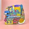 [Serie de Hong Kong] Imán de Refrigerador de Madera 3D Tridimensional Pegamento Adhesivo Magnético para Refrigerador Tendencia Nacional Souvenirs Turísticos Culturales y Creativos