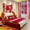 Decorações de Celebração de Casamento para o Quarto dos Noivos, Nova Casa, Sala de Estar, Guirlanda de Palavras Felizes de Veludo, Parede de Fundo, Conjunto de Decoração para Quarto de Casamento