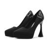 127-2 2025 Novo Outono e Inverno Bico Fino Salto Agulha Camurça Super Salto Alto para Mulheres, Sapatos de Plataforma Impermeáveis para Mulheres