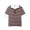 Camisa Polo Rayada Verano 2026 Nueva Camiseta de Manga Corta con un Diseño Elegante, Bloques de Color, Corte Holgado, Cuello Camisero, Estilo Retro Europeo y Americano