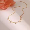 Collar de Acero Inoxidable con Borla de Circonita Popular Europeo y Americano Transfronterizo Chapado en Oro de 18K Lujo Accesible Joyería de Alta Gama Venta al por Mayor