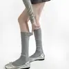 Calcetines de canalé de lana para otoño e invierno, adelgazantes, suaves y sencillos, hasta la pantorrilla para mujer, en tonos grises y versátiles de café