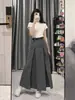 Falda de patinaje con forma de pera para mujer en otoño e invierno, para chicas con sobrepeso mm, cintura alta, aspecto adelgazante, cubre cadera, falda larga línea A, traje, falda plisada