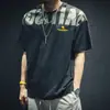 Verão Puro Algodão Curto-manga T-shirt Dos Homens Solto Na Moda Marca Ins plus size Meia-manga Na Moda Branco Impresso T-shirt Na Moda