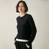 As emoções estão transbordando! Suéter Casual de Lã Feminino Cashmere Sintético Duas Peças em Bloco de Cor Gola Redonda Solto