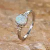 Anillo de Oro Rosa con Diamante Ópalo de Venta Caliente Transfronteriza para Mujer, Anillo Elegante Versátil, Joyería Vintage con Micro Diamante Blanco