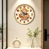 Reloj decorativo que trae fortuna, reloj de pared del Dios de la Riqueza, reloj silencioso para el hogar sin taladro para la sala de estar, reloj de inyección de alta gama de lujo ligero